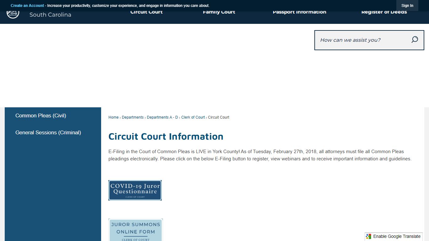 Circuit Court Information | York, SC - York County Gov